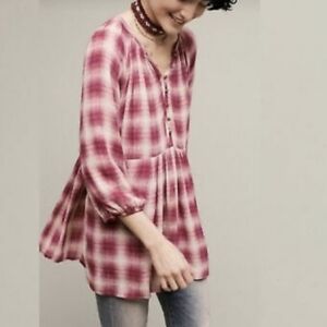 Anthropologie Plaid Button-Down Women's Top | Extra Small